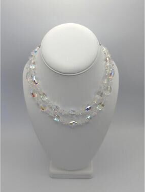 Vintage Double Strand Iridescent Crystal Necklace